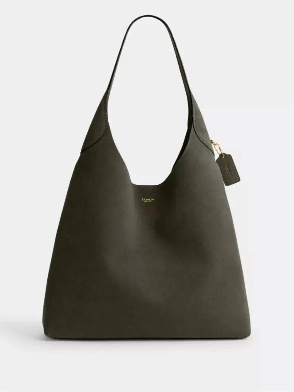 Coach Deep Olive Suede Shoulder Hobo Bag